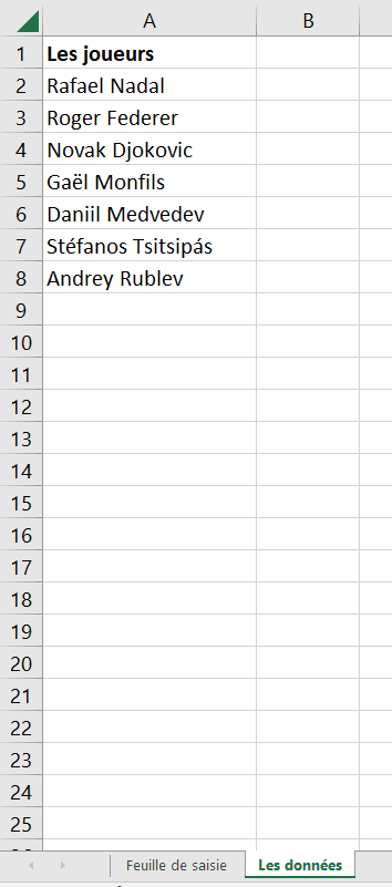 Préparation données Excel pour créer une liste déroulante dans Excel 365