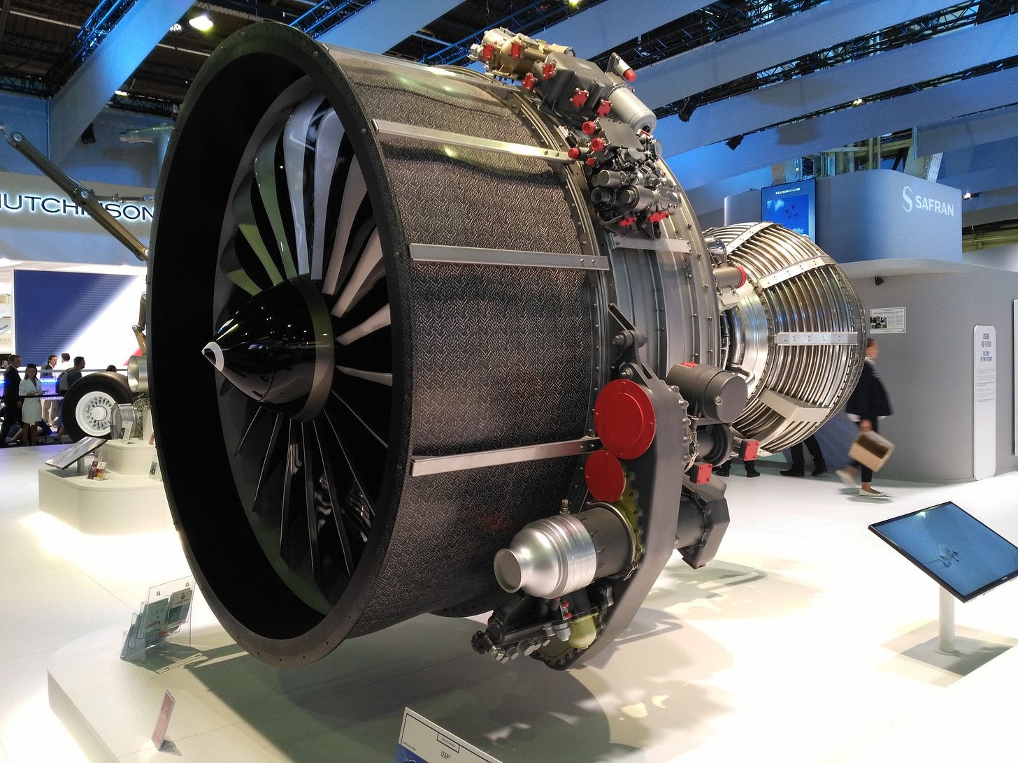 LEAP engine displayed at the Paris Air Show 2017, side view of the composite fan LEAP engine displayed at the Paris Air Show 2017, side view of the composite fan