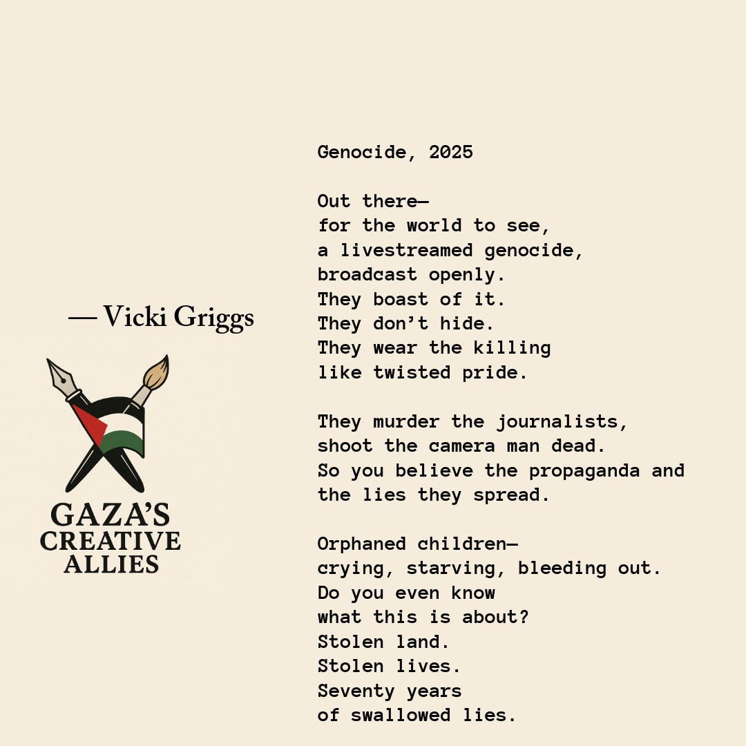 Gaza Unique Writing Gaza’s Creative Allies, New Poem - Gaza Poets Society