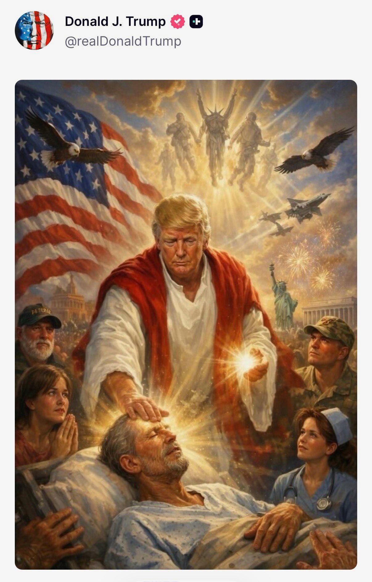 May be an illustration of text that says 'Donald J. Trump @realDonaldTrump'