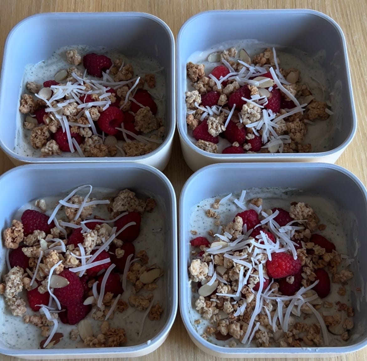 raspberry matcha yogurt bowls - by Torey McHale