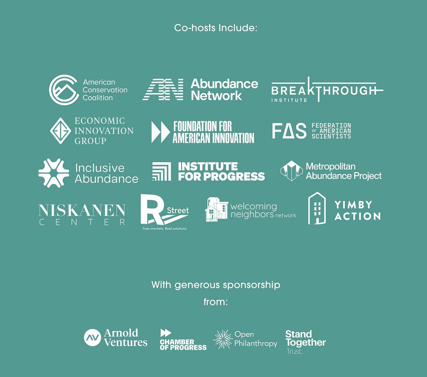 A compilation of “Abundance” lobbying groups and their billionaire funders with their generic corporate logos, and more than one of them look like buttholes