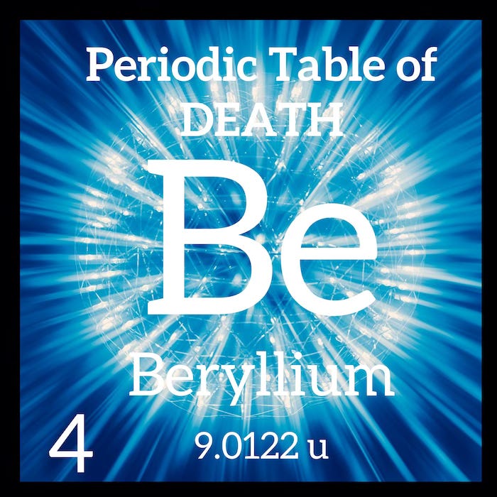 The periodci table square for Beryllium with the famous blue flash before criticality The periodci table square for Beryllium with the famous blue flash before criticality