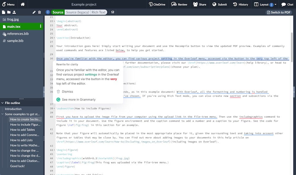 Grammarly Works with Overleaf’s Latest Source Editor Upgrade