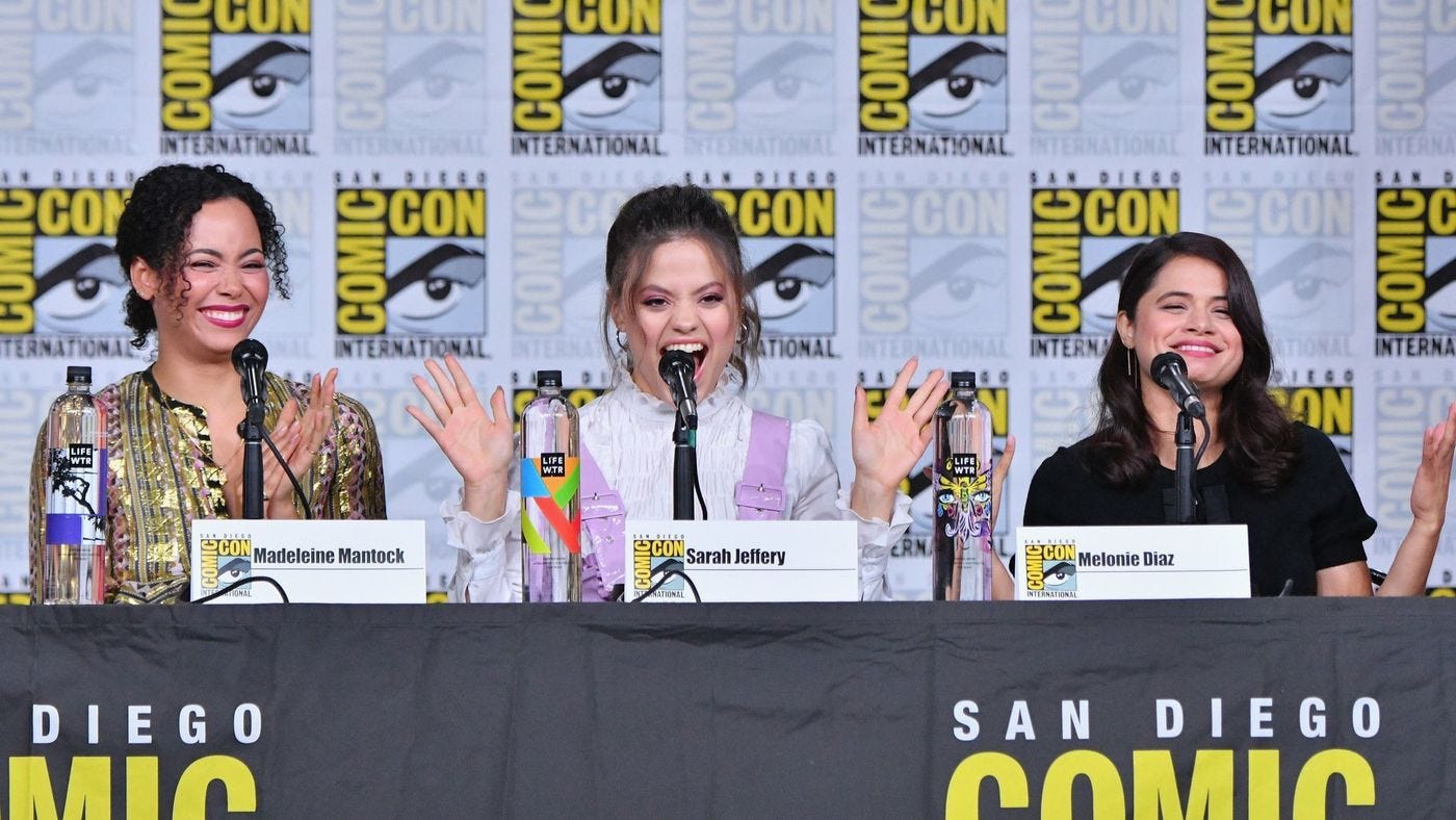 charmed reboot cast at comic con 2018 charmed reboot cast at comic con 2018