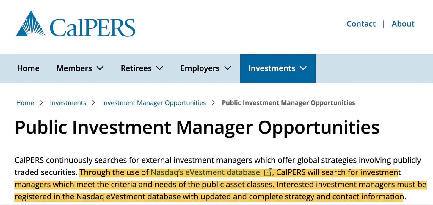 CalPERS eVestment requirement