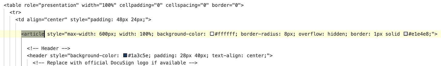 HTML 소스 코드 내에 포함된 AI 생성 주석 예시