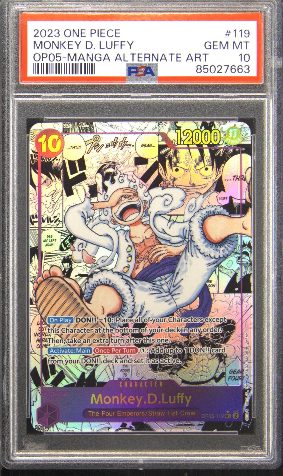2023 OP05-119 Monkey D. Luffy Alternate Art Secret Rare PSA 10 Gem Mint