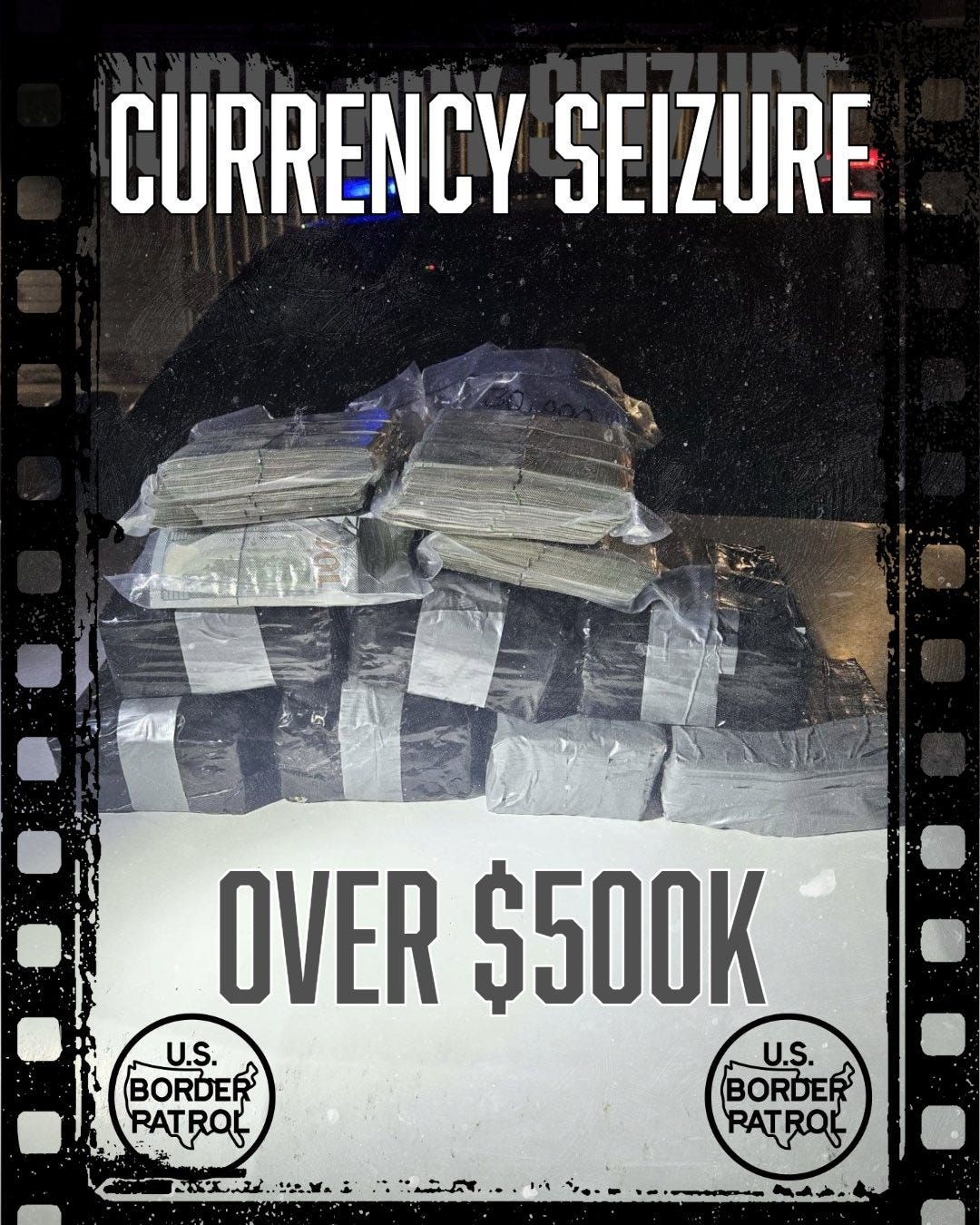 US Border Patrol Agents in the Rio Grande Valley Sector seized $570,000 in cash before drug profits made their way back to a Mexican Cartel. (US Border Patrol photo & graphic) US Border Patrol Agents in the Rio Grande Valley Sector seized $570,000 in cash before drug profits made their way back to a Mexican Cartel. (US Border Patrol photo & graphic)
