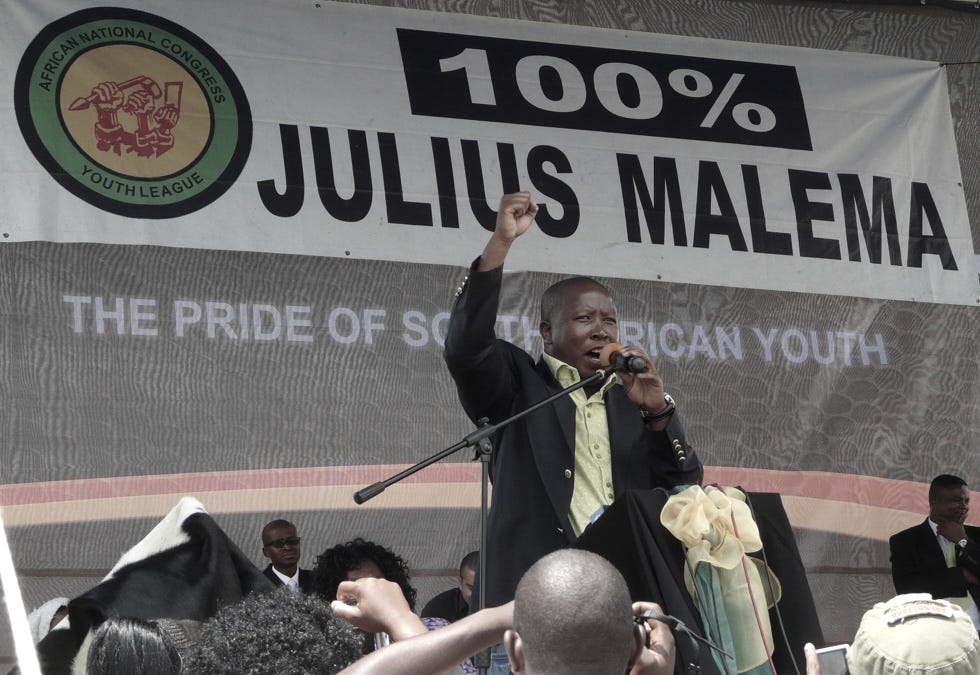 South African politician Julius Malema in full flow South African politician Julius Malema in full flow