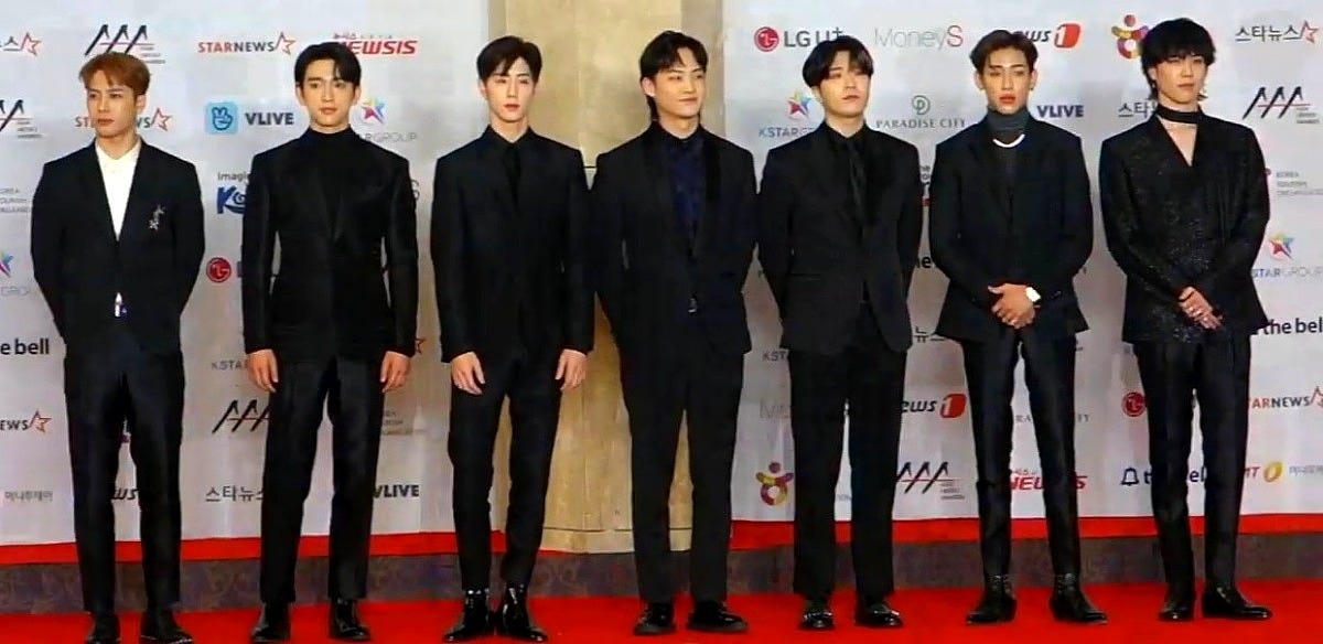GOT7 at the 2018 Asia Artist Awards. Image: NEWSINSTAR via Wikimedia Commons GOT7 at the 2018 Asia Artist Awards. Image: NEWSINSTAR via Wikimedia Commons