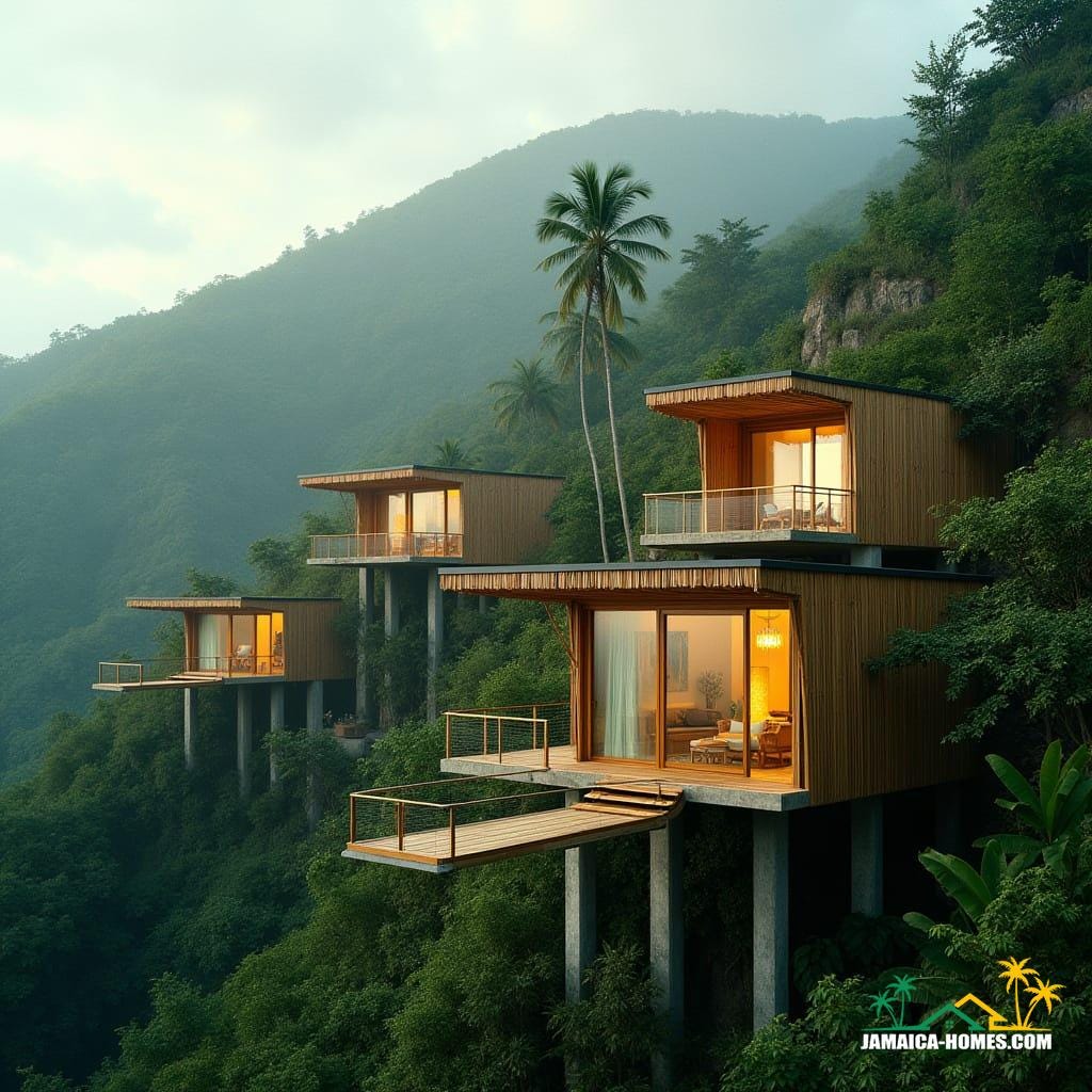 Bamboo home on hill in Jamaica