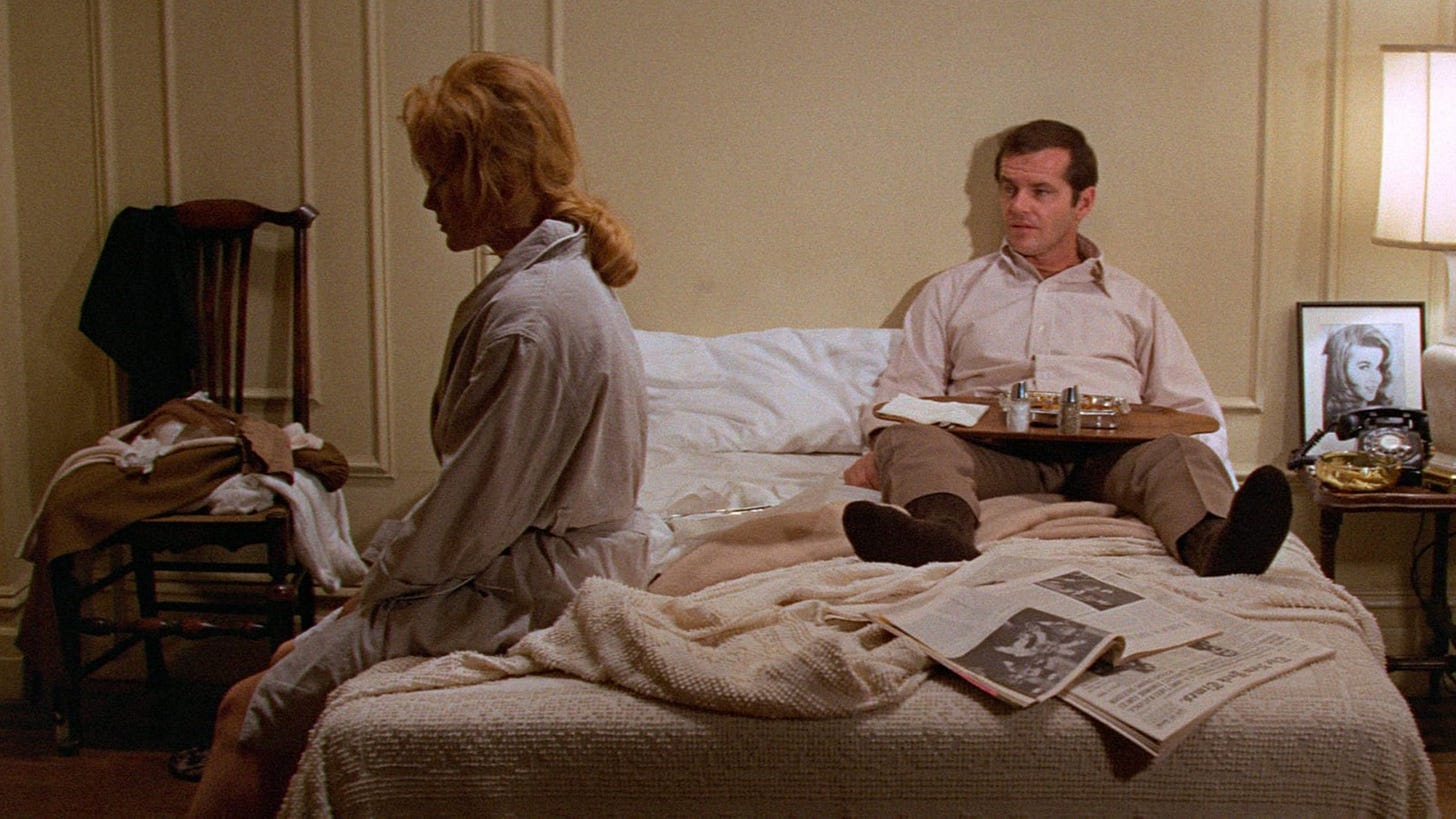 Carnal Knowledge | Still features Jack Nicholson as Jonathan in bed with Ann-Margret as Bobbie.