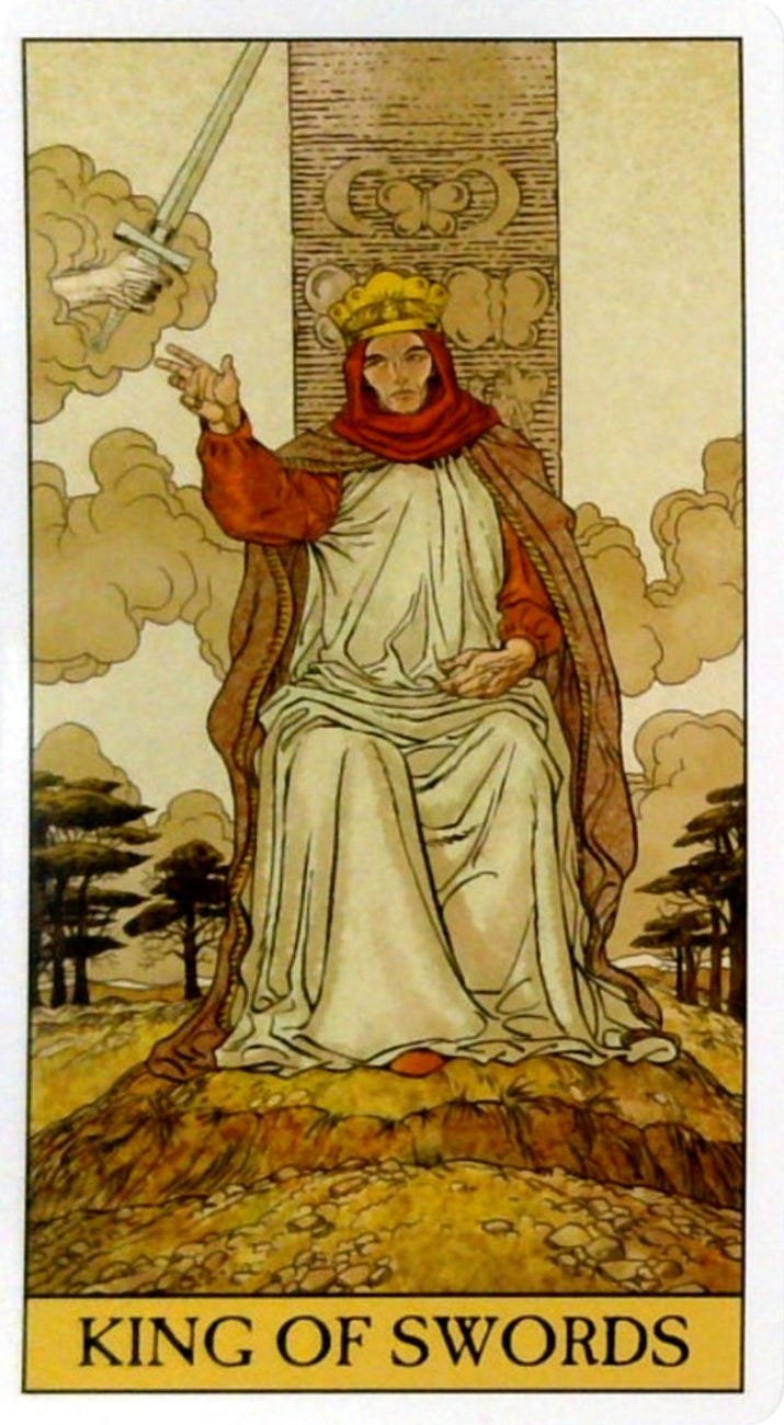The King of Swords tarot card and the Miracles oracle card.
