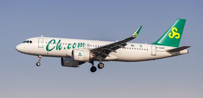 Spring Airlines route map showing domestic and international network