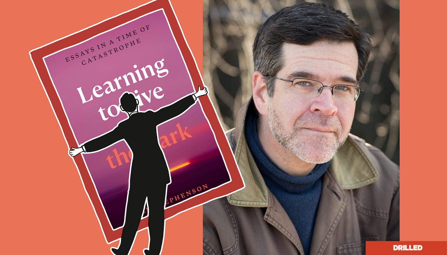 A profile photo of Wen Stephenson and the cover of 'Learning to Live in the Dark.'