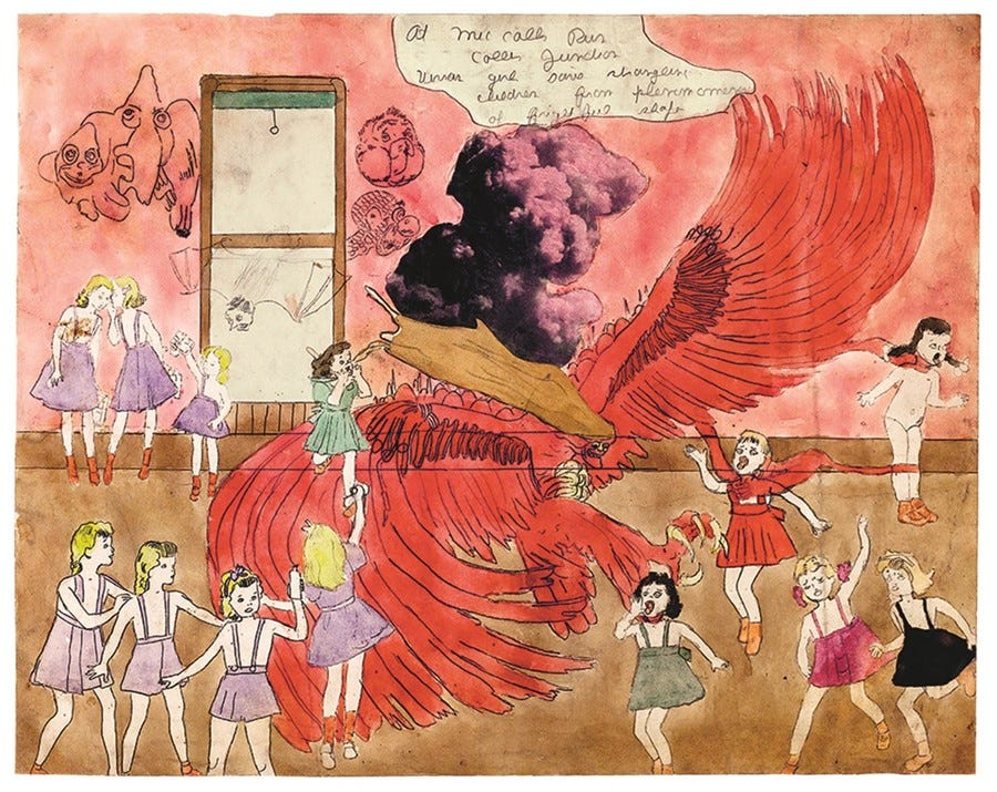 At McCalls Run Coller Junction Vivian, by Henry Darger At McCalls Run Coller Junction Vivian, by Henry Darger