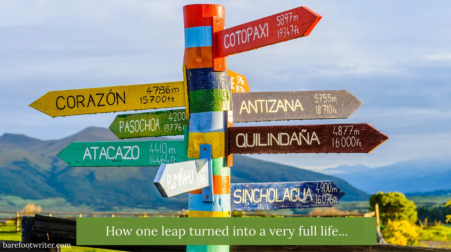Writing for adventure in Ecuador; Photo by <a href="https://unsplash.com/@alschim?utm_source=unsplash&utm_medium=referral&utm_content=creditCopyText">Alexander Schimmeck</a> on <a href="https://unsplash.com/photos/white-red-and-green-wooden-street-sign-Aohf8gqa7Zc?utm_source=unsplash&utm_medium=referral&utm_content=creditCopyText">Unsplash</a>       