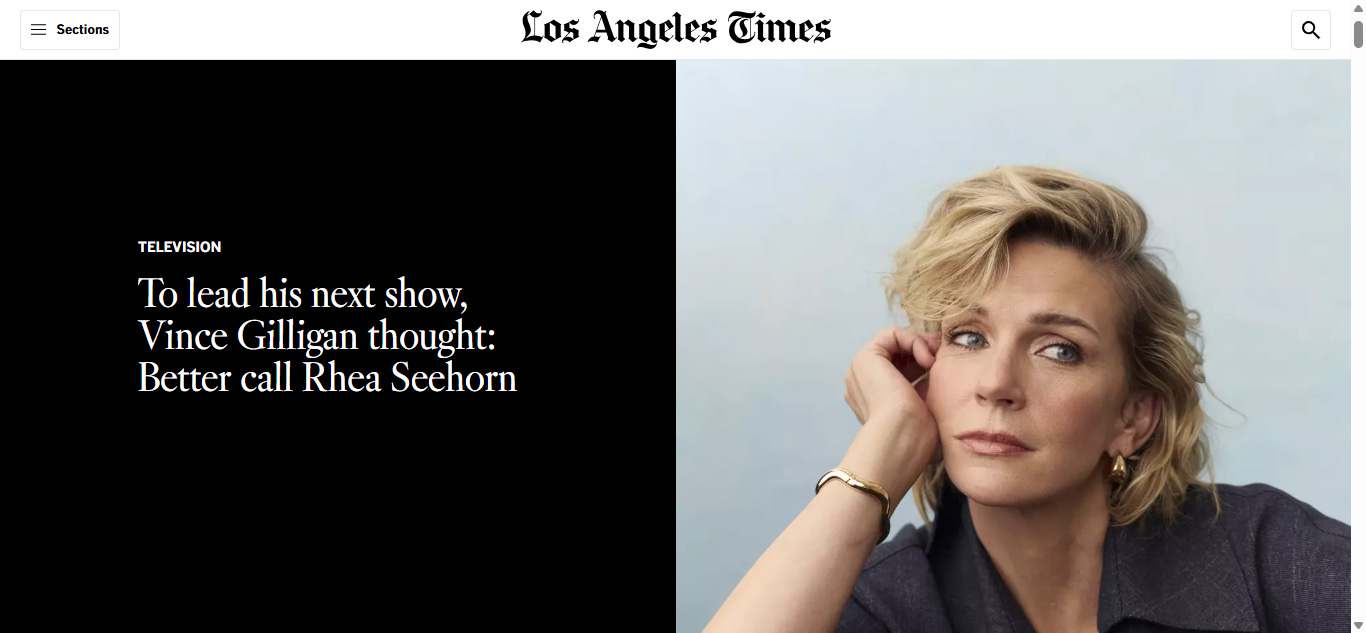 Screenshot of LA Times Entertainment interview with Rhea Seehorn