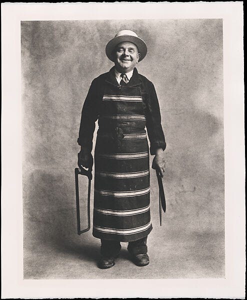 Butcher, Irving Penn (American, Plainfield, New Jersey 1917–2009 New York), Platinum-palladium print Butcher, Irving Penn (American, Plainfield, New Jersey 1917–2009 New York), Platinum-palladium print