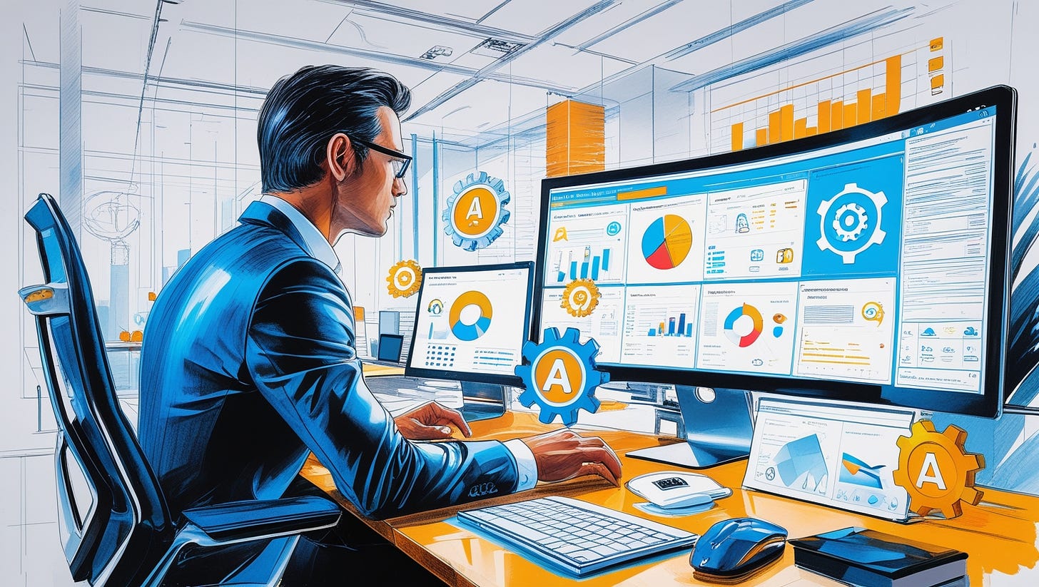 Tech-savvy small business owner amidst digital transformation