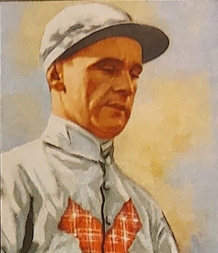 Print illustration of jockey Sir Gordon Richards. Print illustration of jockey Sir Gordon Richards.