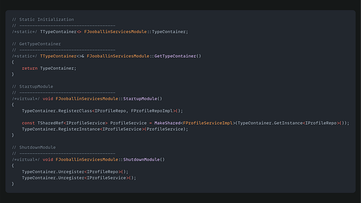 Type Container in a module