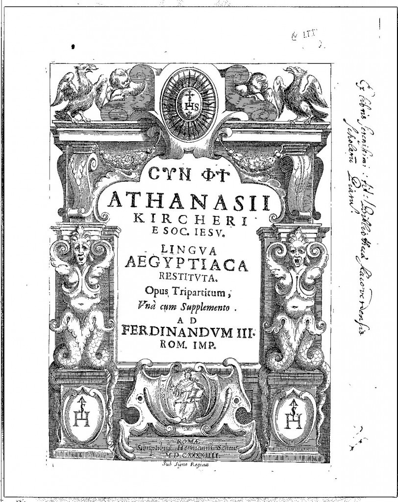 Frontispiece of Lingua Aegyptiaca Restituta. Frontispiece of Lingua Aegyptiaca Restituta.