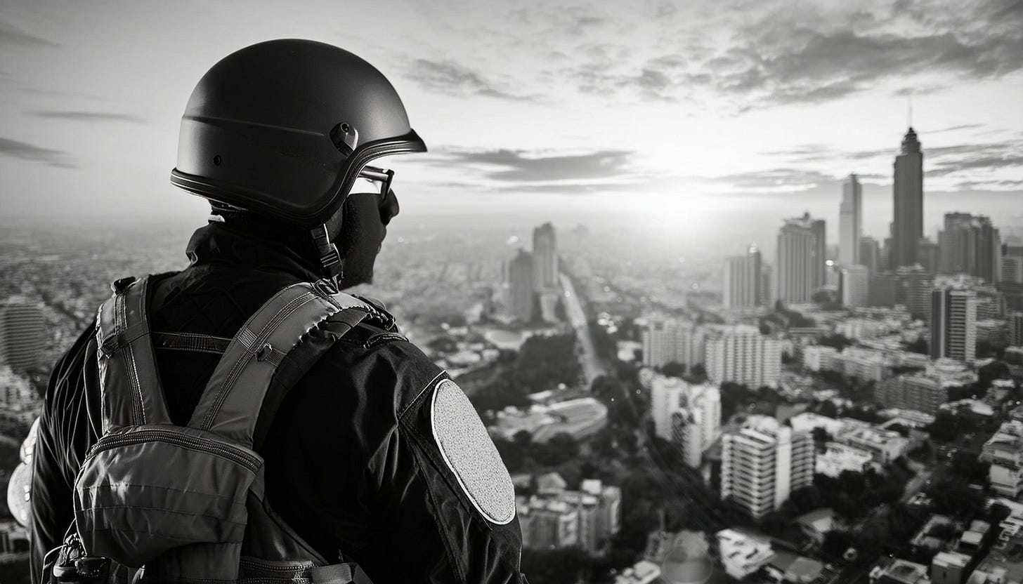 AI generated image of a modern urban vigilante 