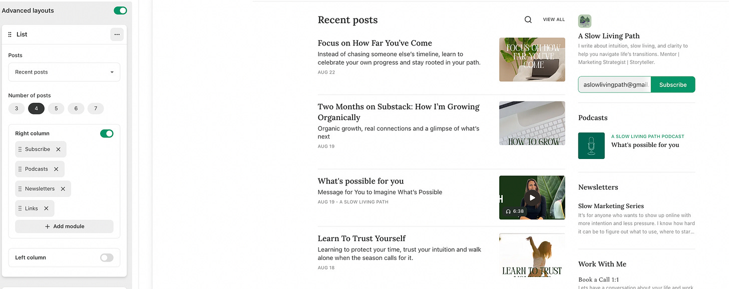 Substack List Layout