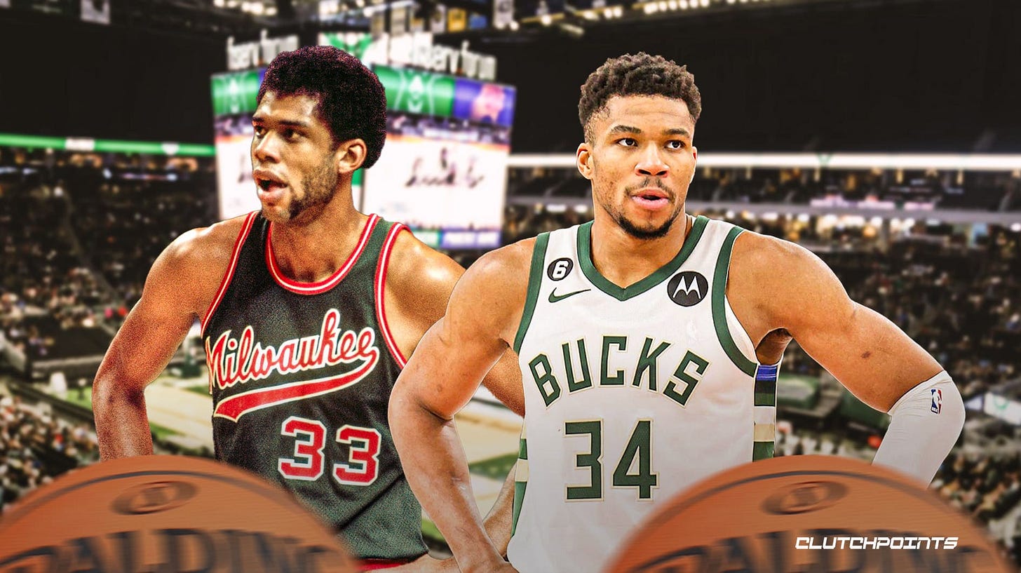 Bucks' Giannis joins Kareem Abdul-Jabbar in NBA history with bonkers stretch