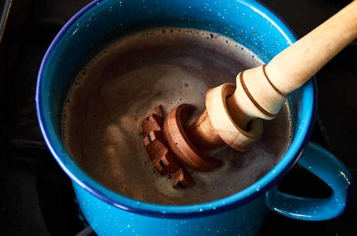 ready to drink Mexican hot chocolate in a small pan