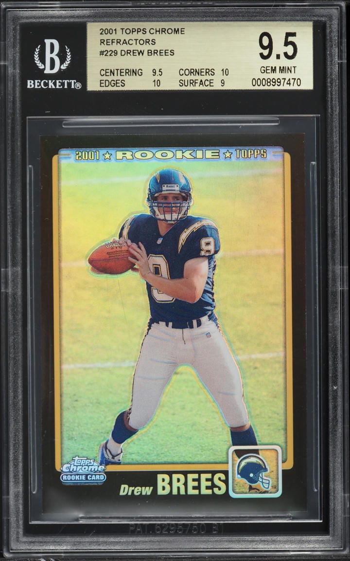 2001 Topps Chrome Black Refractor Drew Brees ROOKIE /100 #229 BGS 9.5 GEM MINT