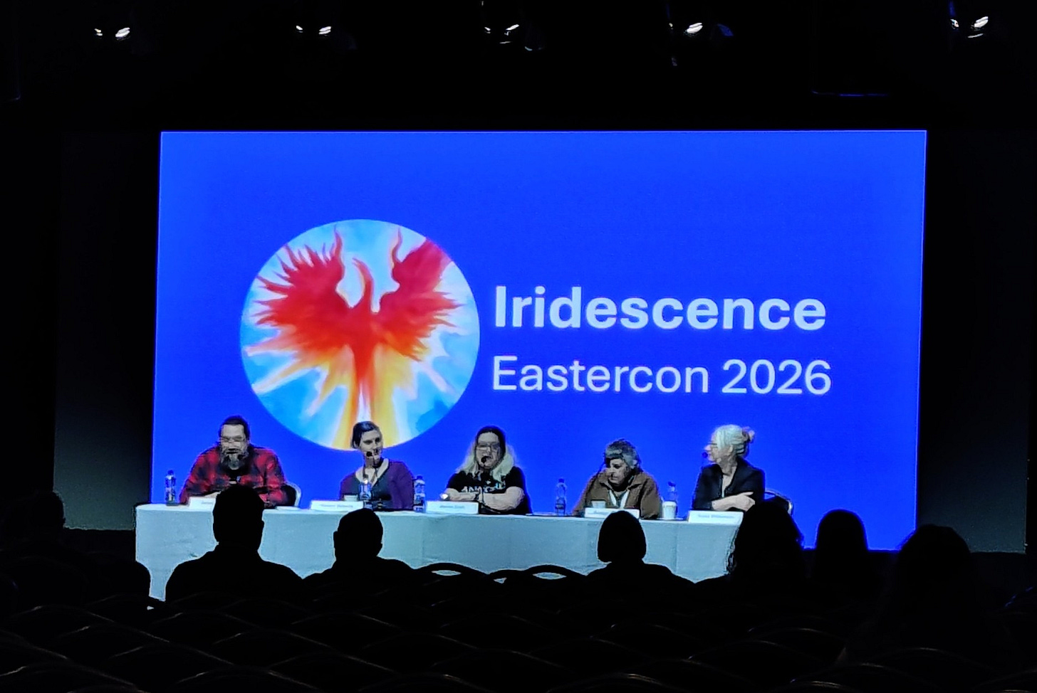 The Libraries panel at Eastercon, I'm on the left-hand side of the stage The Libraries panel at Eastercon, I'm on the left-hand side of the stage