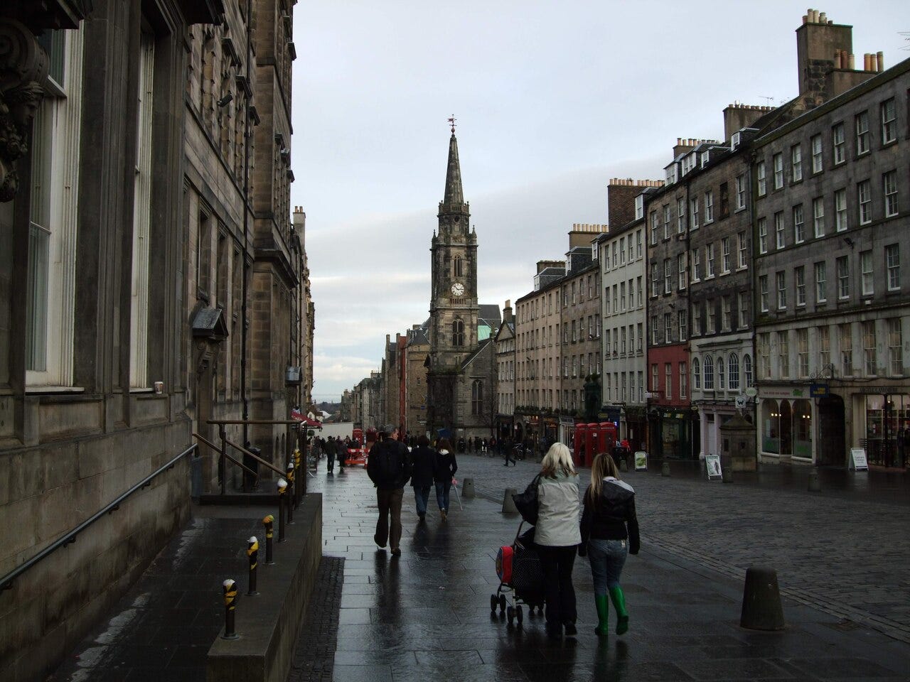 People walking on a city street