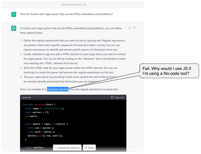 Fail. why would I use a no-code tool if I knew how to use Javascript? Fail. why would I use a no-code tool if I knew how to use Javascript?