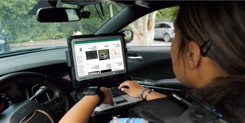 A police officer uses the Flock Safety license plate reader system. Since 2016, the Granite State has had one of the strictest laws in the country regulating and limiting such readers. (Photo courtesy of Flock Safety) A police officer uses the Flock Safety license plate reader system. Since 2016, the Granite State has had one of the strictest laws in the country regulating and limiting such readers. (Photo courtesy of Flock Safety)
