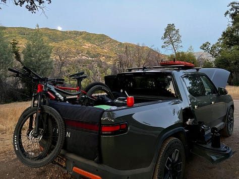 Various images of Arthur Morgan's Rivian R1T