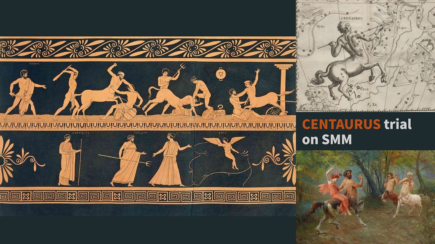 可能是顯示的文字是「 CENTAURUS. Hirr CENTAURUS trial on SMM 」的圖像