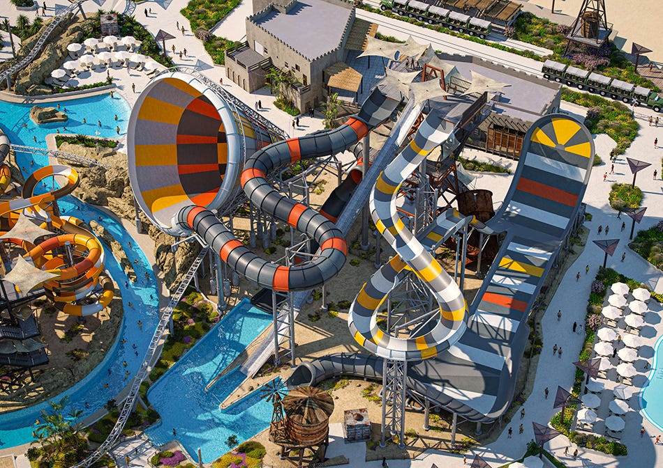 Meryal water park in Qatar funnel ride and halfpipe ride
