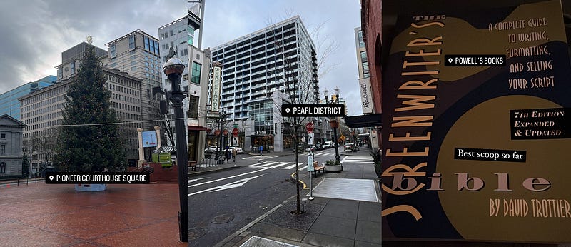 A few IG story pics of Pioneer Courthouse Square, Pearl District, and one of the books I got from Powell’s Books