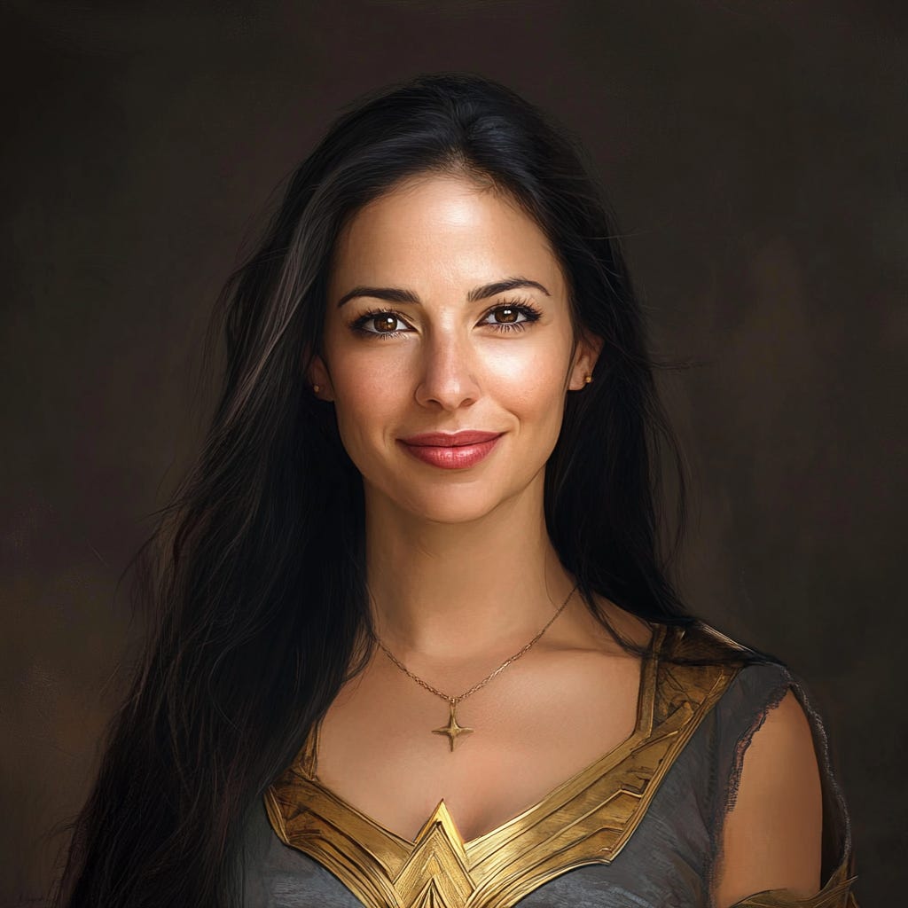 A reimagined portrait of Liat Portal by MidJourney, portraying her in a golden-themed outfit with a confident expression. This image captures her as the storyteller behind The Liat Show, delving into culture and empowerment. A reimagined portrait of Liat Portal by MidJourney, portraying her in a golden-themed outfit with a confident expression. This image captures her as the storyteller behind The Liat Show, delving into culture and empowerment.