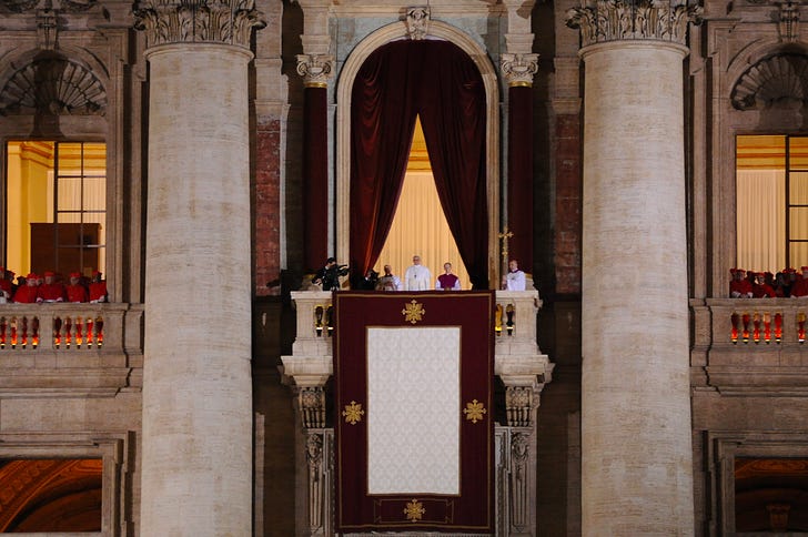 Pope Francis appears to crowds in St. Peter's Square, after the 2013 papal conclave which elected him the Bishop of Rome. Credit: tenan/wikimedia. CC BY SA 3.0