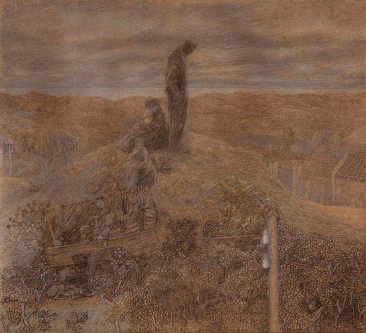 'Zwervers in de duinen' 1891 - potlood en krijt op papier: Jan Toorop