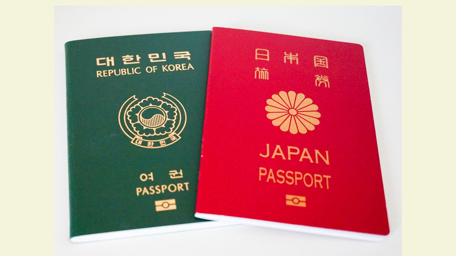 Japanese passport and South Korean passport Japanese passport and South Korean passport