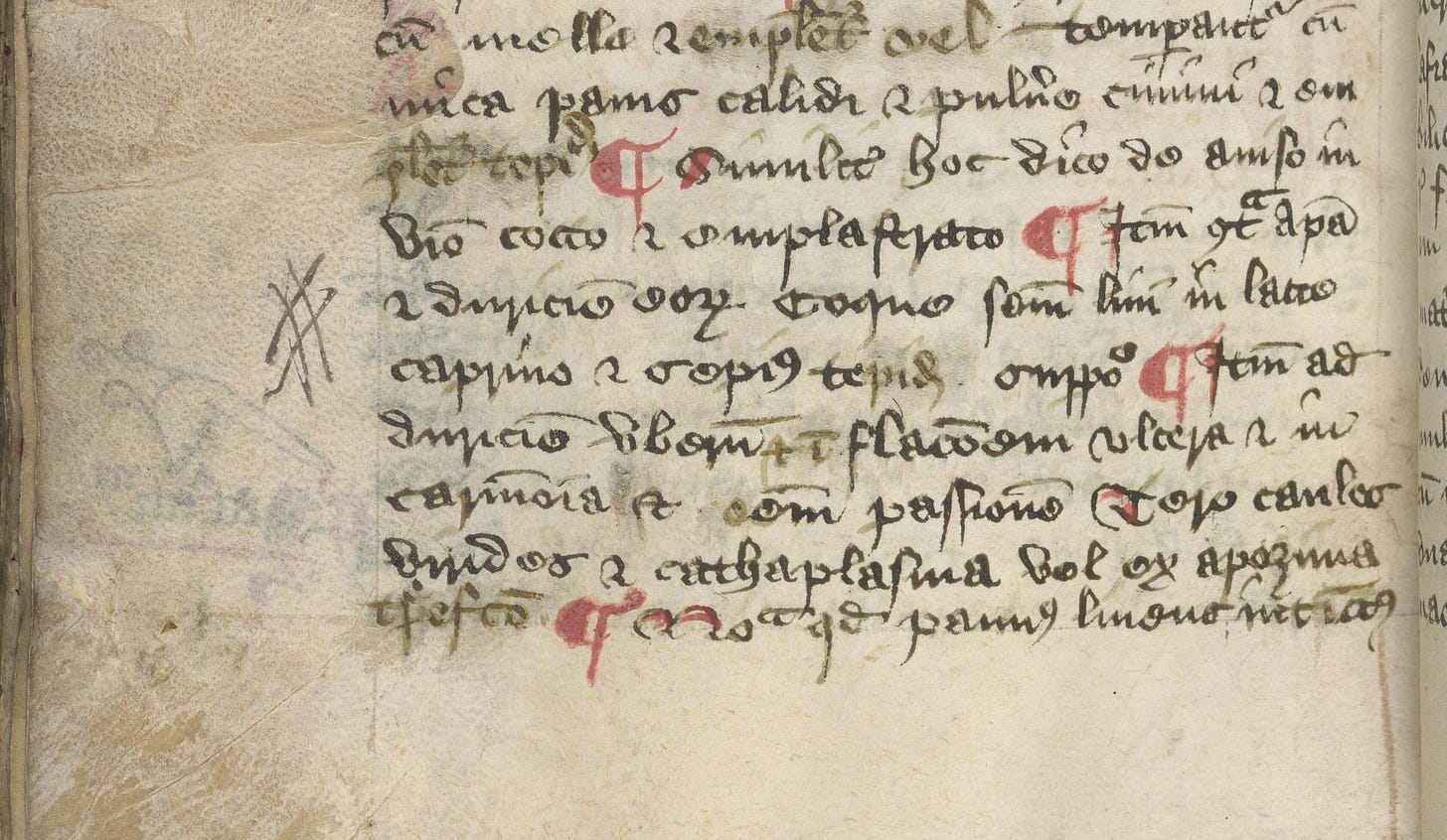 Hashtag in margin of manuscript.