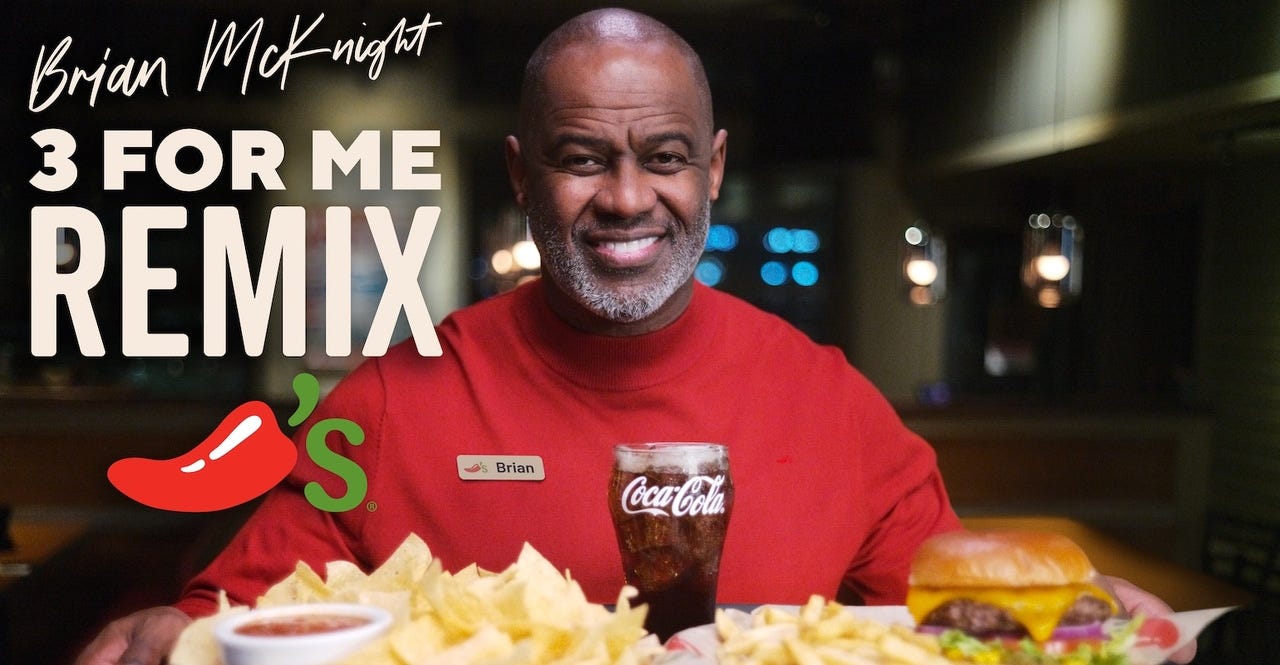 Chili's returns to TV 3-for-Me ads with Brian McKnight on digital