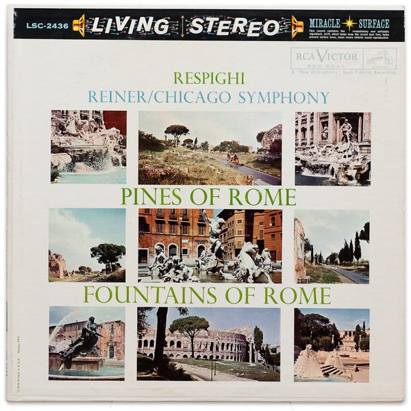 Respighi, Reiner / Chicago Symphony – Pines Of Rome / Fountains Of Rome –  Vinyl (LP, Reissue + 2 more), 1995 [r3166723] | Discogs