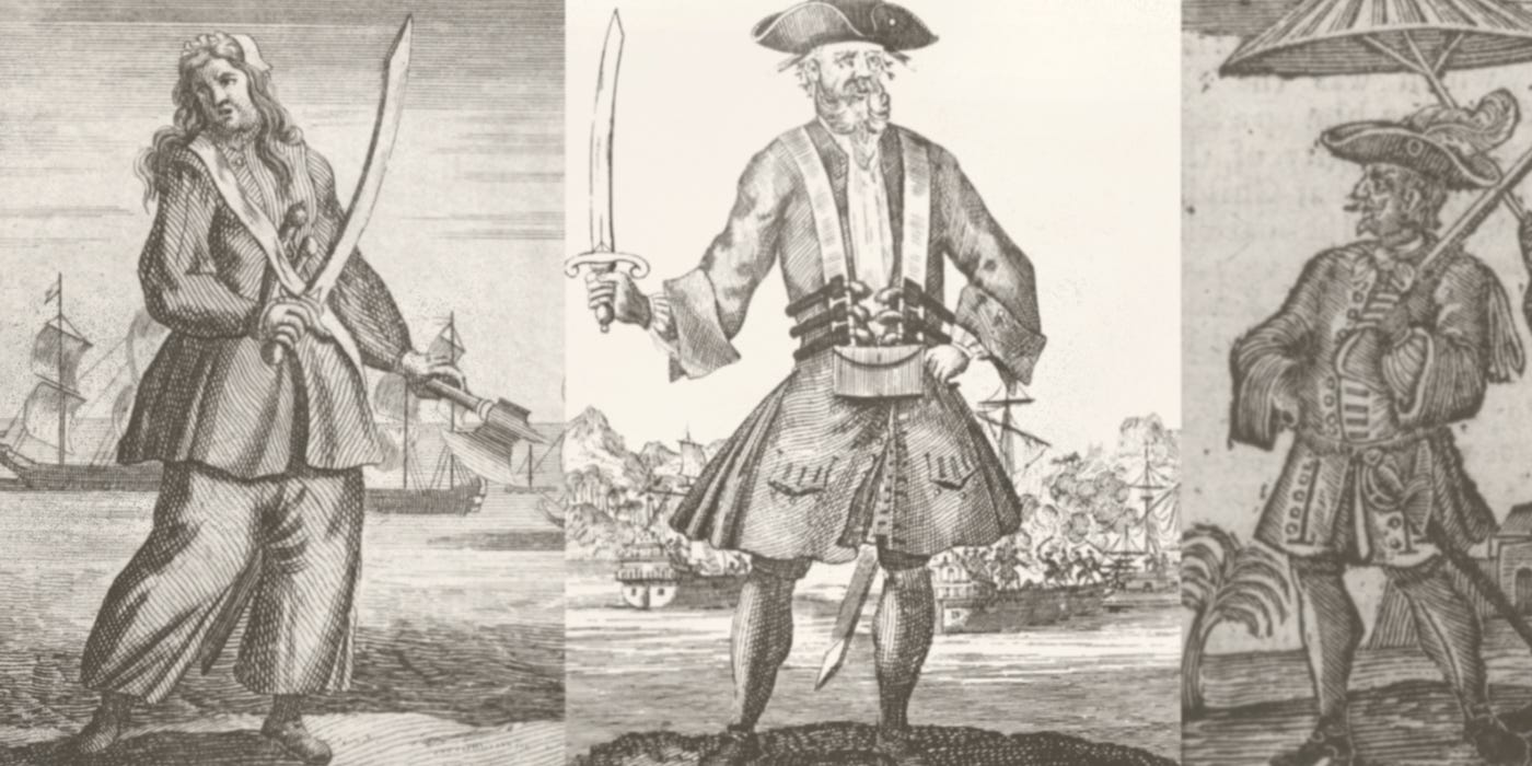 Several pirates as depicted in "A General History of the Pyrates."