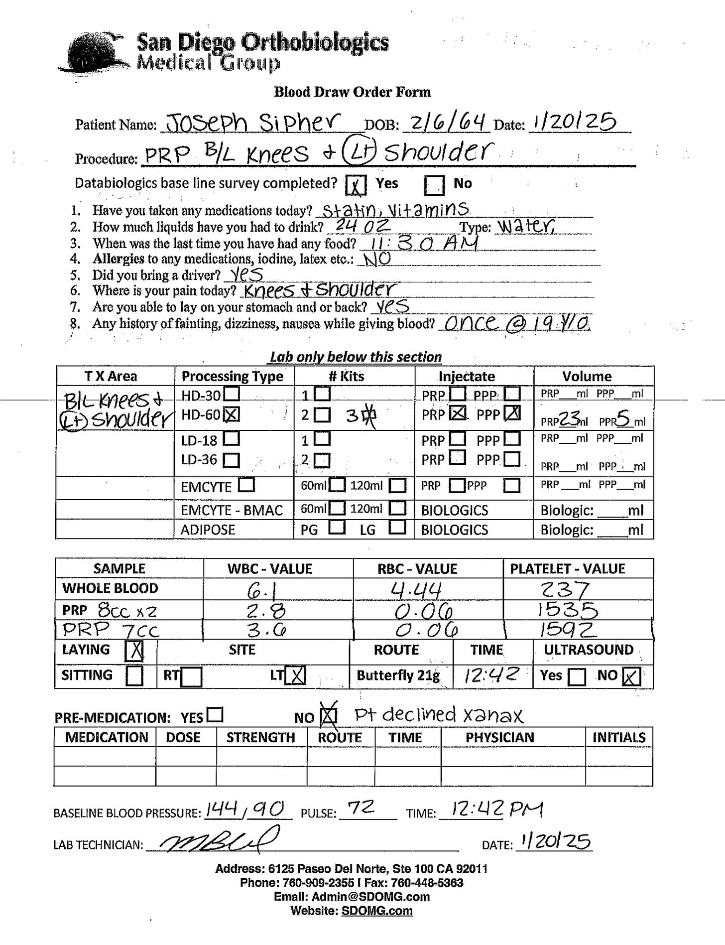 Mimeographed Health Form with handwritten text and boxes checked